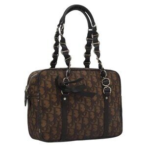 Christian Dior Romantic Trotter Canvas Shoulder Bag PVC Brown Auth 115054